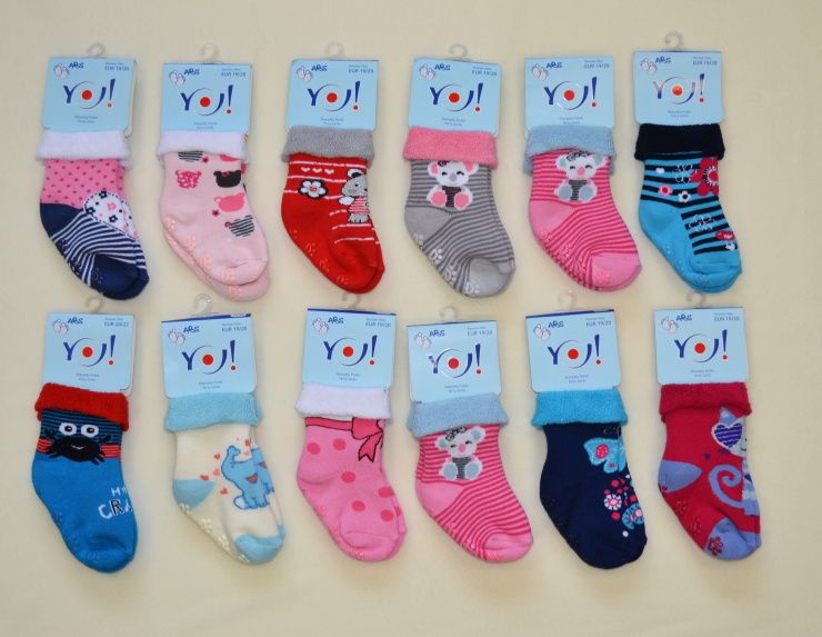 Dětské froté ponožky, YO BABY,  vel.11-12cm, protiskluzové ABS - obrázek 1