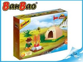 BanBao stavebnice Safari malý stan s ohništěm 46ks + 1 figurka ToBees v krabičce - obrázek 1