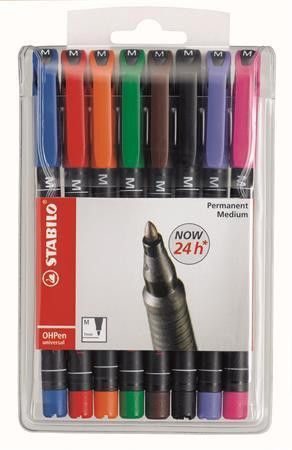 Permanentní popisovač "OHPen M", 8 různých barev, 1 mm, STABILO, set 8 ks - obrázek 1