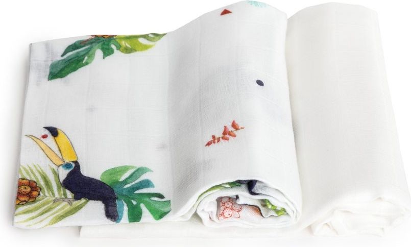 POOFI Bambusové plenky TROPICAL - Dvojbalíček (s Tukany a bílá) - obrázek 1