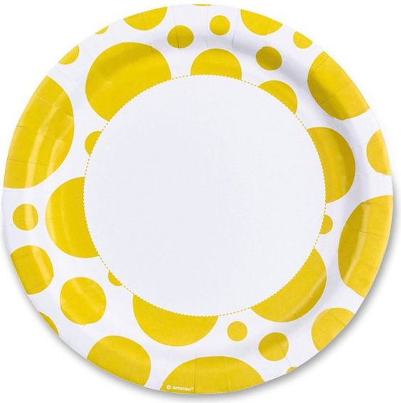 Amscan Papírové talířky Solid Color Dots žluté - obrázek 1