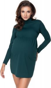 Be MaaMaa Těhotenské mini šaty/tunika se stojáčkem - zelené - obrázek 1