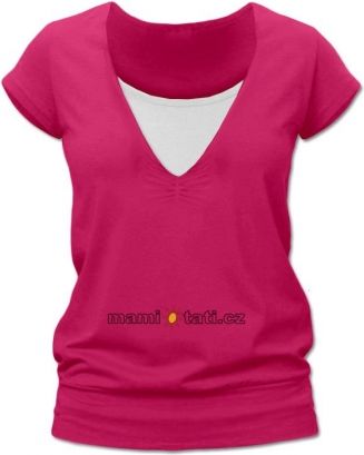 JOŽÁNEK Kojící,těhotenské triko JULIE - sytě růžová - obrázek 1