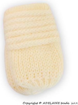 BABY NELLYS Zimní pletené  kojenecké rukavičky - smetana - obrázek 1