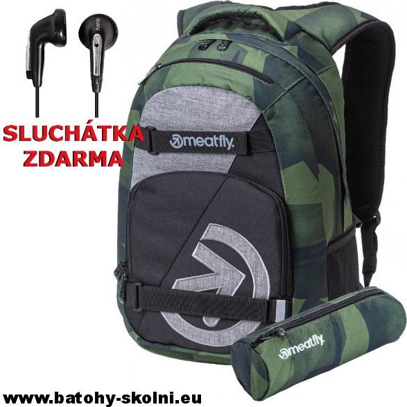 Studentský batoh Meatfly Exile 4 J Shade Mono Olive Ht. Grey Black - Doprava Zdarma - obrázek 1