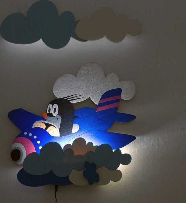 DoDo Dětská LED lampička krtek v letadle - obrázek 1