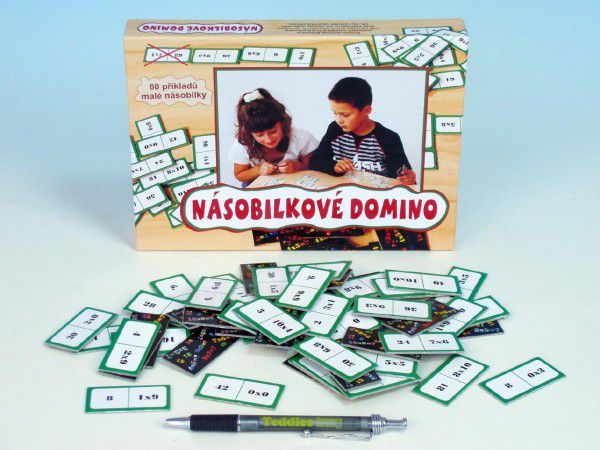 Násobilkové domino společenská hra 60ks v krabici 22x16x3cm - obrázek 1