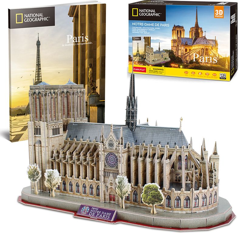 Cubicfun - Puzzle 3D NG Notre Dame - 128 dílků - obrázek 1