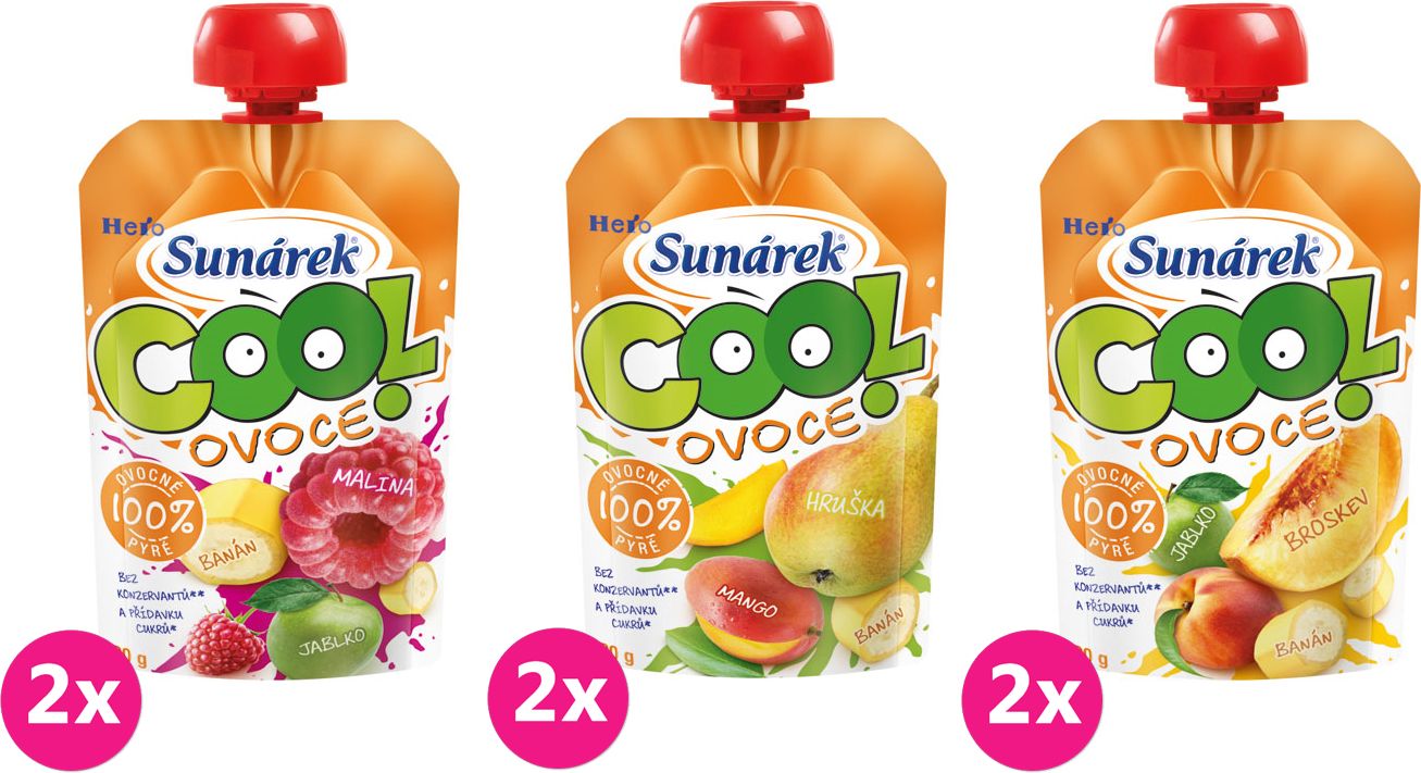 SUNÁREK Cool ovoce ochutnávkové balení (6x120 g)– ovocný příkrm - obrázek 1