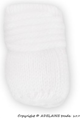 BABY NELLYS Zimní pletené  kojenecké rukavičky - bílé - obrázek 1