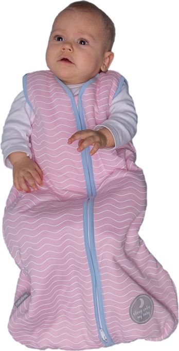 Natulino dětský zimní spací pytel pro miminko, NATURAL PINK WHITE WAVES / BLUE, 3vrstvý, S (0 - 6 měsíců) - obrázek 2