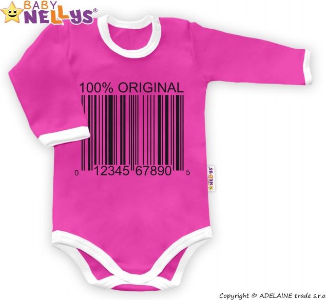 Baby Nellys Baby Nellys Body dlouhý rukáv 100% ORIGINÁL - růžové/bílý lem 68 (4-6m) - obrázek 1