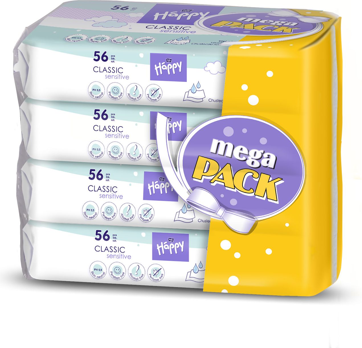Bella Happy Classic Sensitive čisticí ubrousky  4x 56 ks - obrázek 1