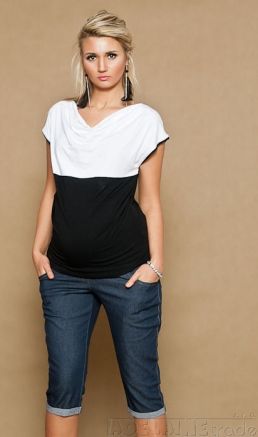 Be MaaMaa Těhotenské JEANS 3/4 - granátové - obrázek 1
