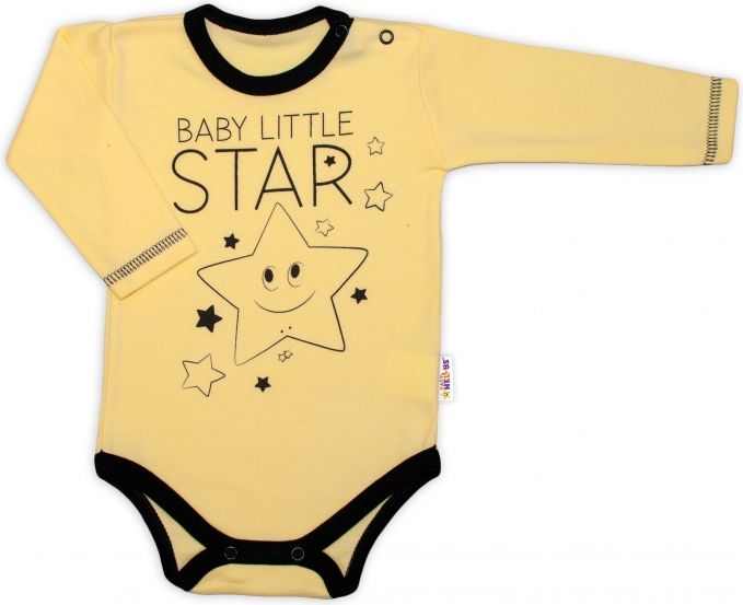 Baby Nellys Baby Nellys Body dlouhý rukáv, žluté, Baby Little Star, vel. 68 68 (4-6m) - obrázek 1