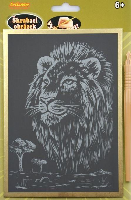 ARTLOVER Zlatý škrabací obrázek - Lev - obrázek 1