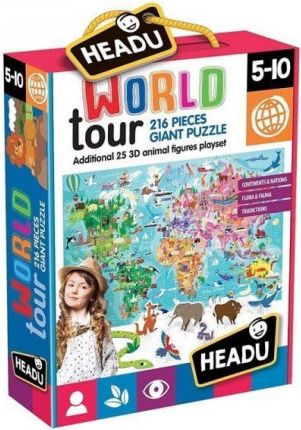 HEADU Puzzle Cesta kolem světa 216 dílků s 3D zvířátky - obrázek 1