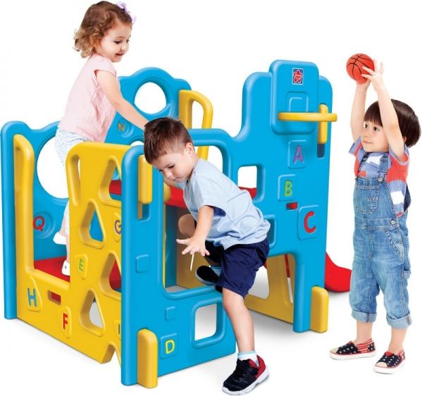 LEKER Dětské hřiště s košíkovou, skluzavkou a prolézačkou -  Grow'n Up - obrázek 2