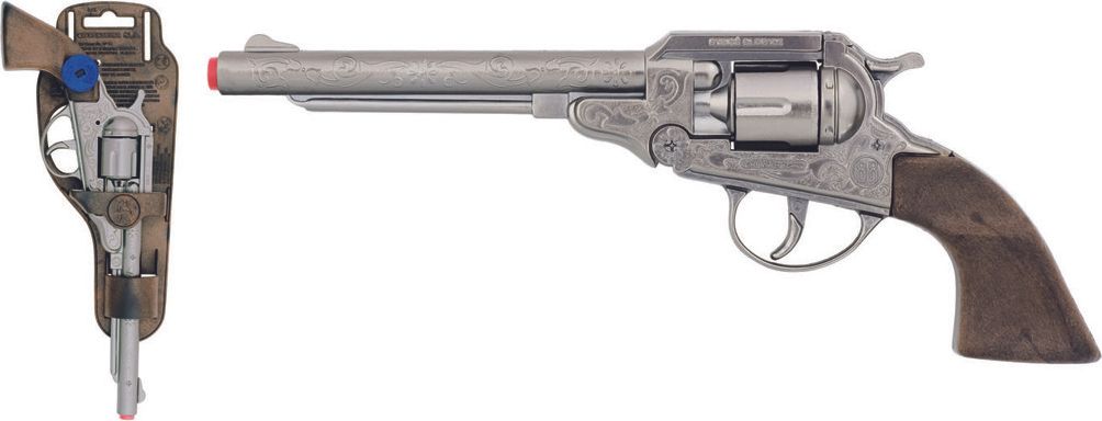 Revolver kovbojský stříbrný, kovový - 8 ran - obrázek 1