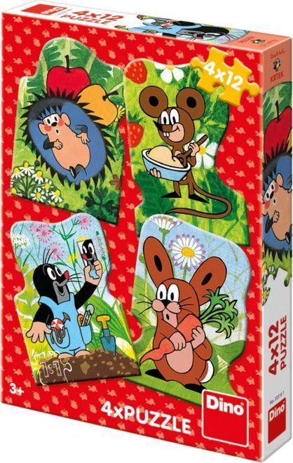 DINO Puzzle Krtek 4x12 dílků - obrázek 1