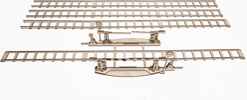 Ugears 3D dřevěné mechanické puzzle Železniční přejezd s kolejemi - obrázek 5