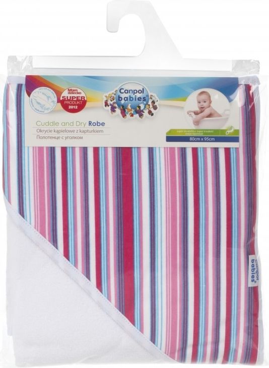CANPOL BABIES Osuška s kapucí – bílo-růžová - obrázek 2