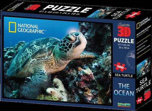 Puzzle 3D National Geographic 500 dílů  vodní želva, tygr a - obrázek 1