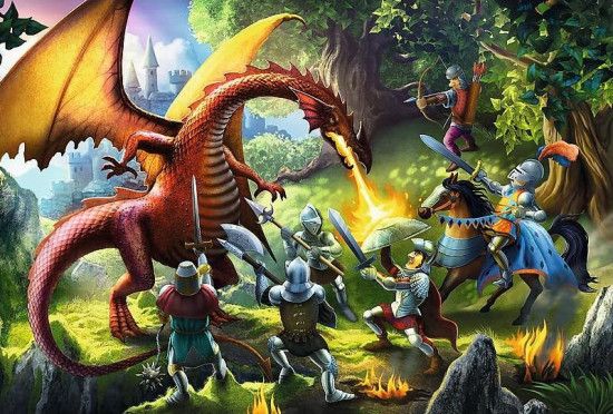 TREFL Puzzle Setkání rytířů s drakem 100 dílků - obrázek 1