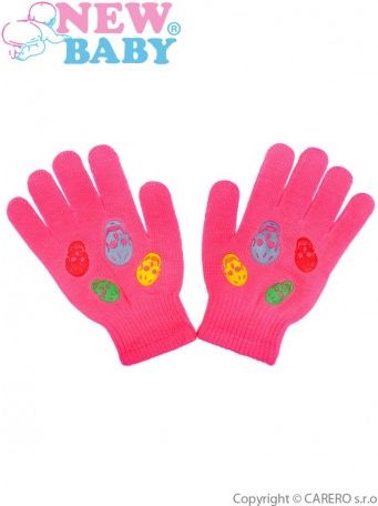 Dětské zimní rukavičky New Baby Girl tmavě růžové, Růžová, 122 (6-7 let) - obrázek 1