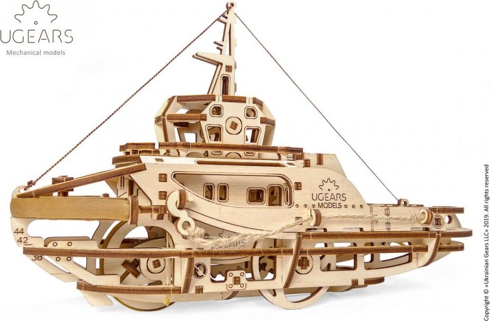 Ugears 3D dřevěné mechanické puzzle Remorkér - obrázek 2