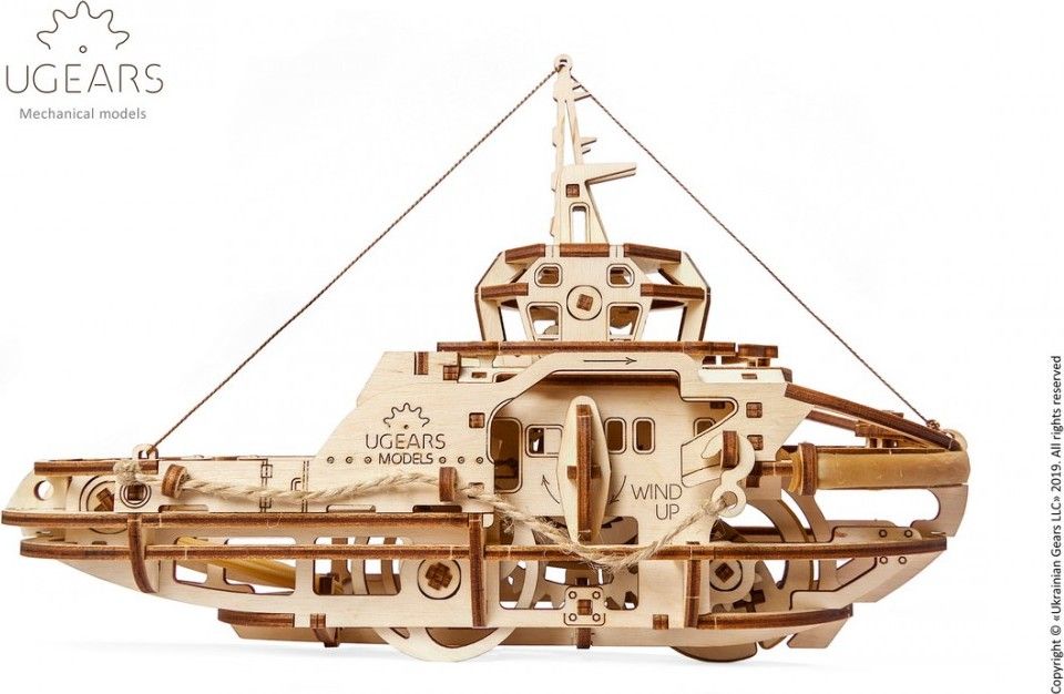 Ugears 3D dřevěné mechanické puzzle Remorkér - obrázek 3