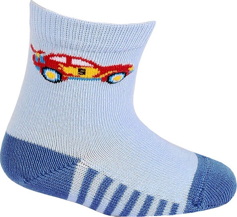 Kojenecké vzorované ponožky WOLA AUTÍČKO modré Velikost: 15-17 - obrázek 1