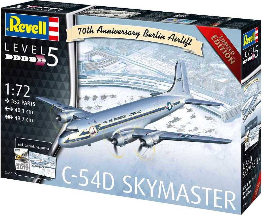 REVELL Plastic ModelKit letadlo Limited Edition 03910 - C-54D Skymaster 70th Anniversary Berlin Airlift (1:72) - obrázek 2
