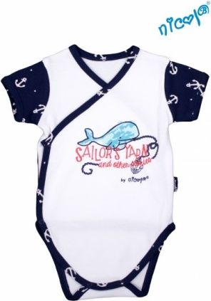 Kojenecké body Nicol - krátký rukáv zap. bokem, Sailor - bílé - obrázek 1