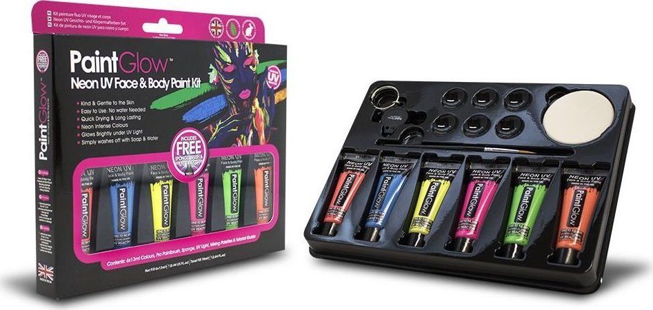 PAINTGLOW Sada neonových UV barev na obličej a tělo s UV světlem - obrázek 2