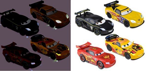 CARS 2 (Auta 2) - 4pack We Light-Up II - Lightning McQueen + Lewis + Miguel + Jeff - obrázek 1