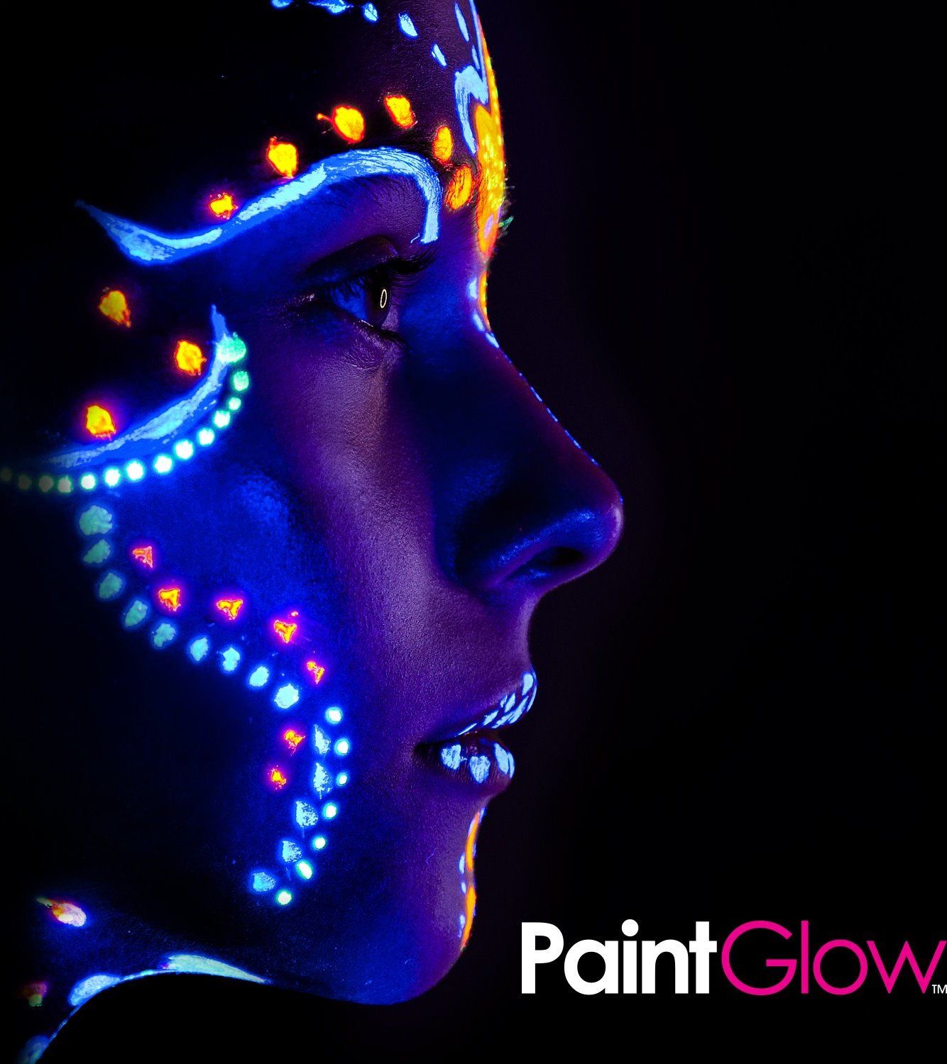PAINTGLOW Sada neonových UV tužek na obličej (modrá, žlutá, oranžová) - obrázek 4
