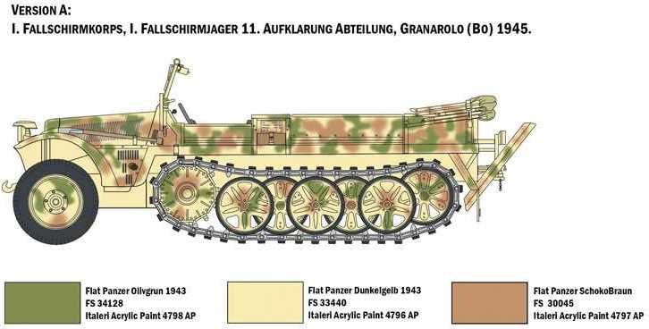ITALERI Model Kit military 6561 - Sd. Kfz. 10 Demag D7 with German Paratroops (1:35) - obrázek 2