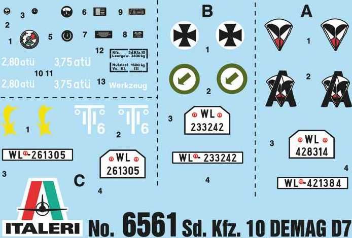 ITALERI Model Kit military 6561 - Sd. Kfz. 10 Demag D7 with German Paratroops (1:35) - obrázek 11