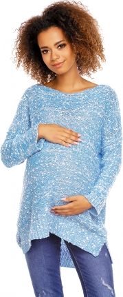 Be MaaMaa Perličkový tunikový svetřík LORY melírkovaný - modrý - obrázek 1