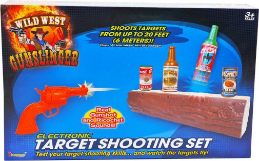 Mac Toys střílení na plechovky set plastová pistole s doplňky na baterie - obrázek 1