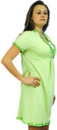 Be MaaMaa Těhotenská, kojící noční košile s volánkem - sv. zelená, vel. L/XL - obrázek 1