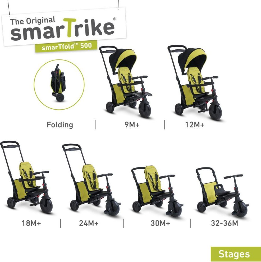 Tříkolka Smart Trike 7 v 1 Smartfold 500 zelená - obrázek 1