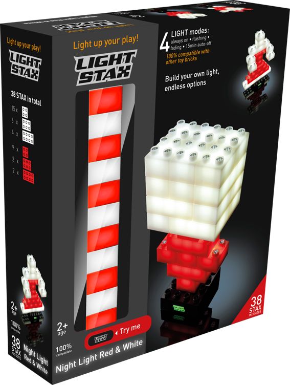 Stavebnice Light Stax 38 svítících kostek červeno bílých - obrázek 1
