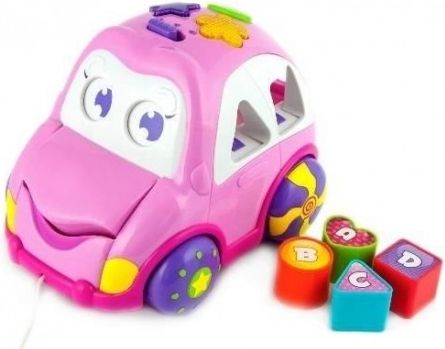 Dětská hračka, vkládačka Veselé autíčko - růžové - obrázek 1