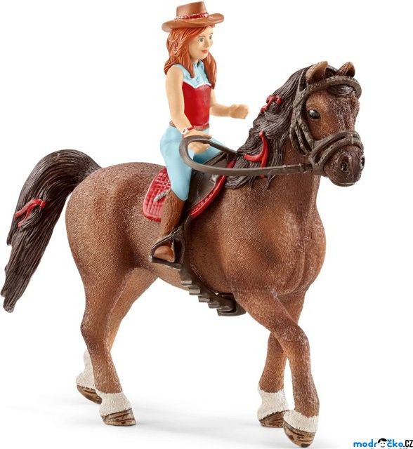 Schleich - Kůň s jezdcem, Zrzka Hannah a kůň Cayenne - obrázek 1
