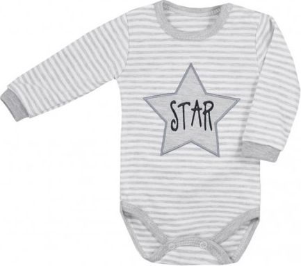 Kojenecké body s dlouhým rukávem Koala Star s pruhy, Šedá, 80 (9-12m) - obrázek 1