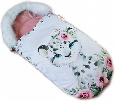 Fusak Baby Nellys Winter Friends Lux velvet s kožešinkou, 105x55 cm - gepardík/pudrová - obrázek 1