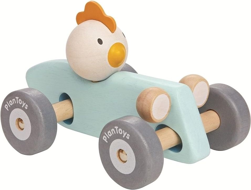 Plan Toys - závodní auto s kuřetem uni - obrázek 1