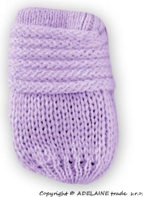 BABY NELLYS Zimní pletené  kojenecké rukavičky - lila - obrázek 1